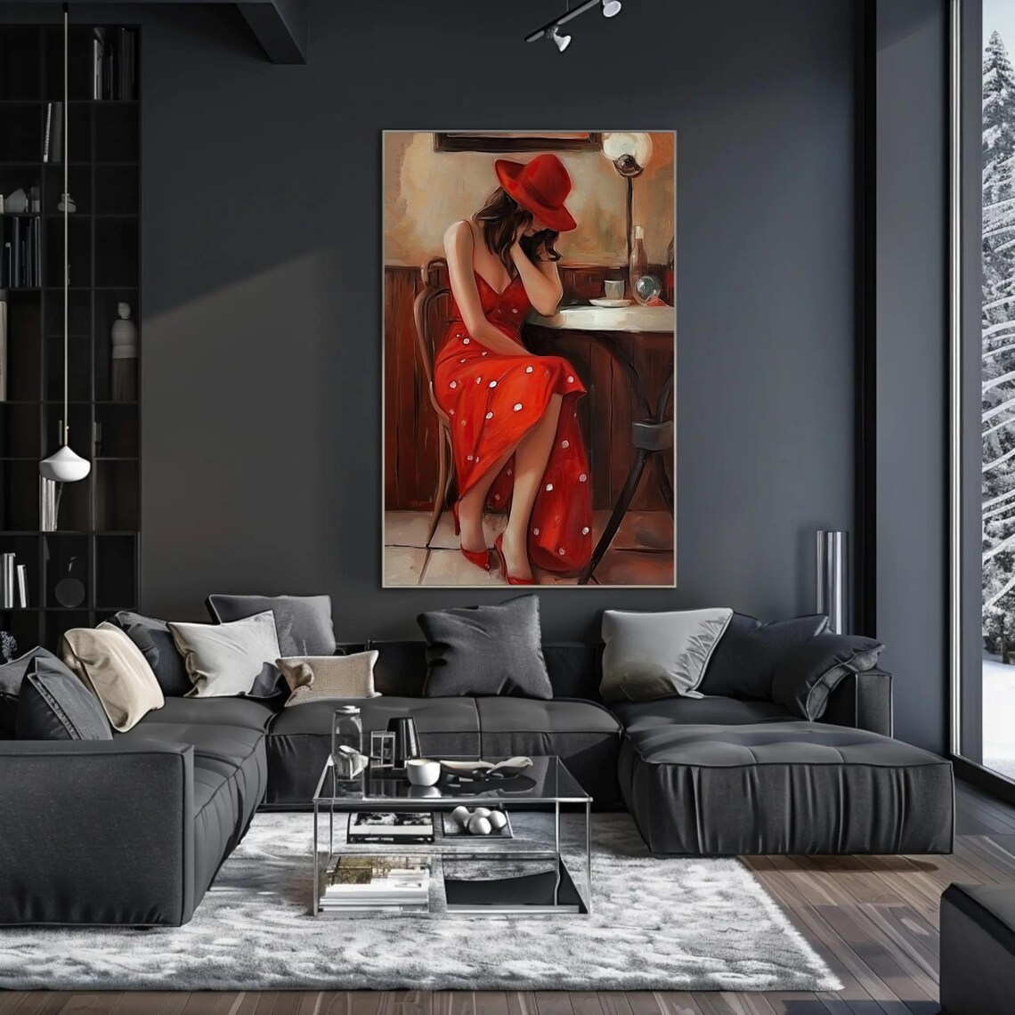 Girl In Paris Cafe, Abstract Parisian Art Print - Image 2
