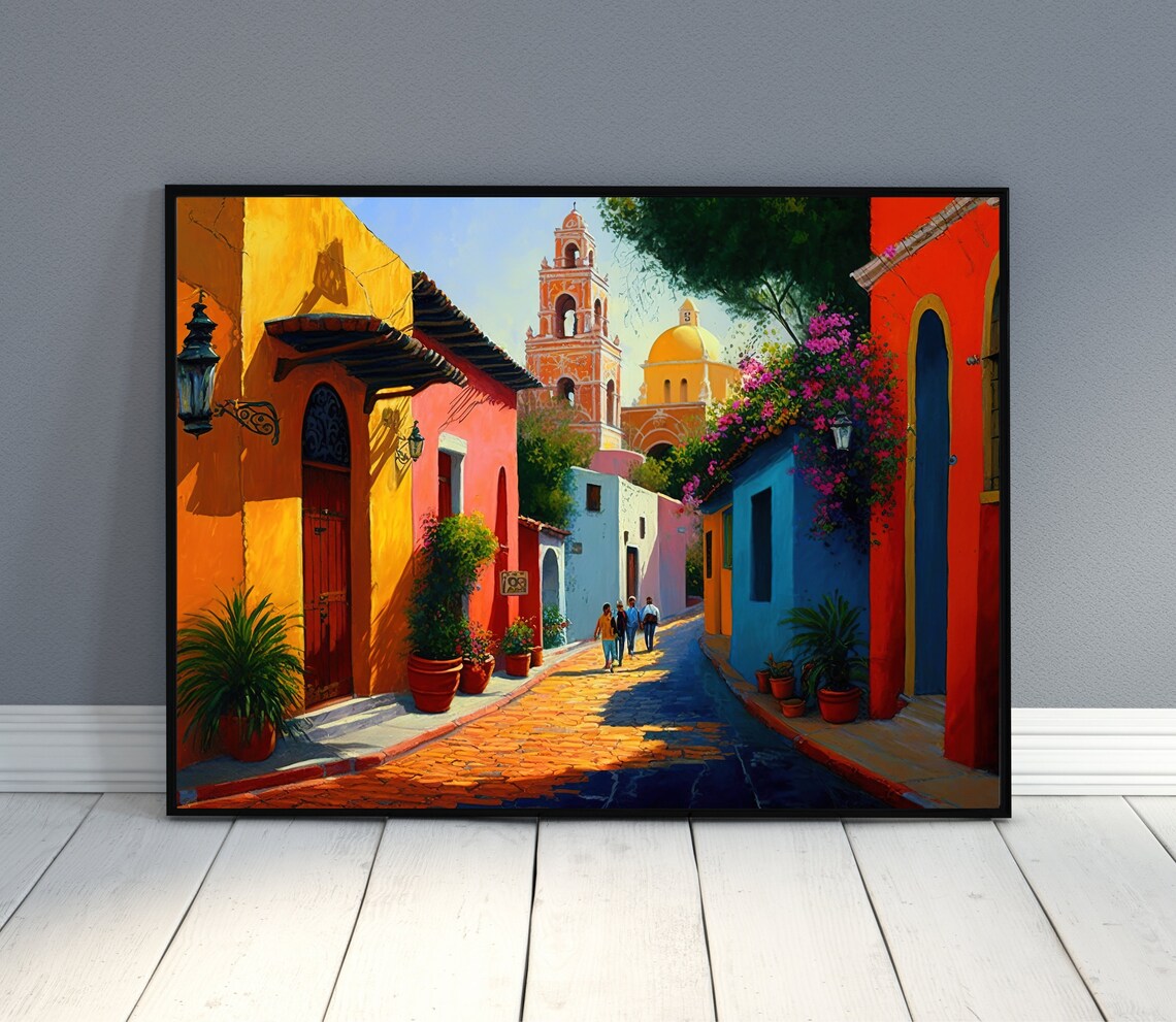 Mexican Village Art Print, Colorful Wall Decor - Image 5
