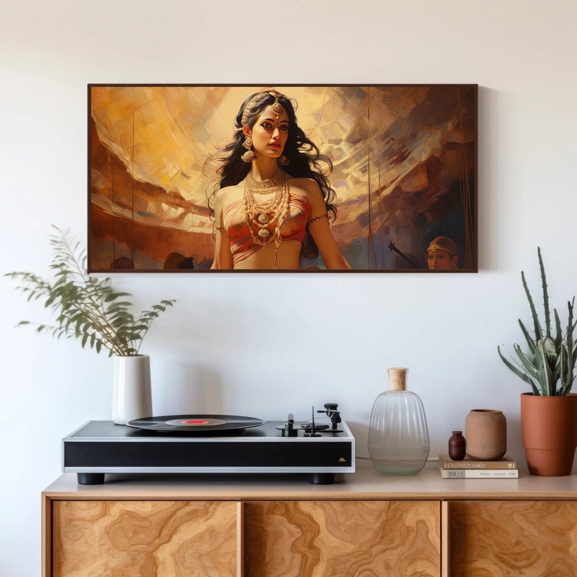 Beautiful Indian Dancer Illustration Mujra Dance Performance Art Indian Wall Art Ready To Hang - Image 2
