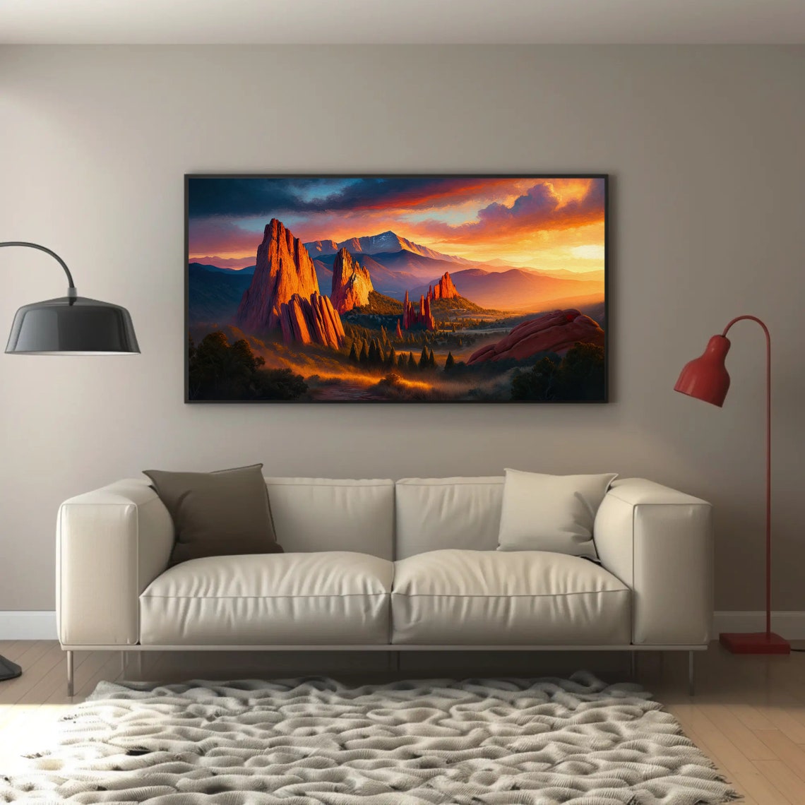 Colorado Springs Print Rocky Mountains Painting Garden Of The Gods Pikes Peak Sunset Photo Art Print Bedroom Decor - Image 5