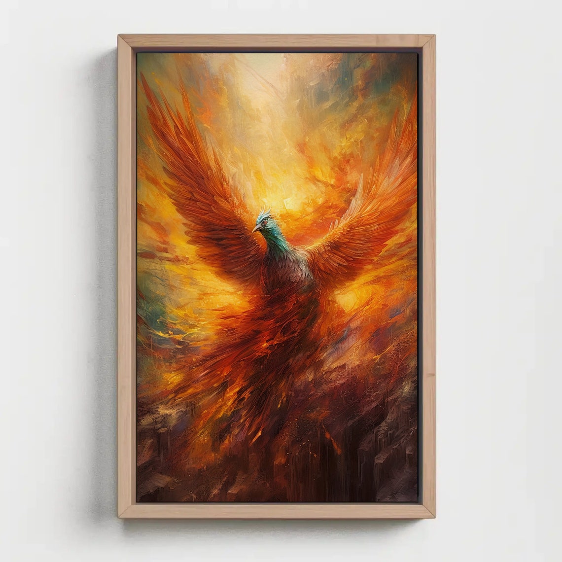 Majestic Phoenix Rising From Flames in a Fantasy Oil Painting Poster - Image 5