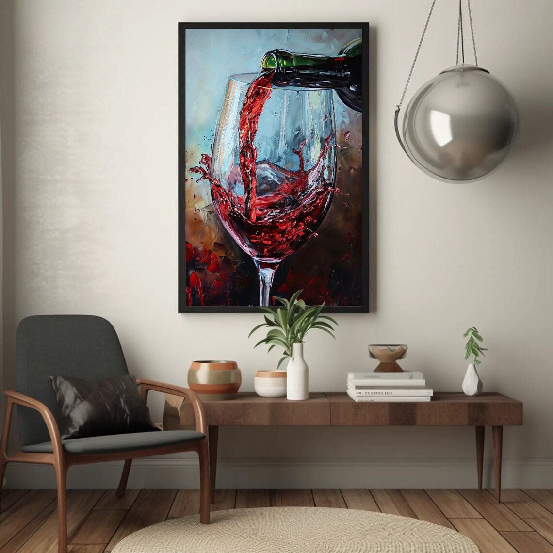 Red Wine Home Bar Art Print, Wine Lover Decor