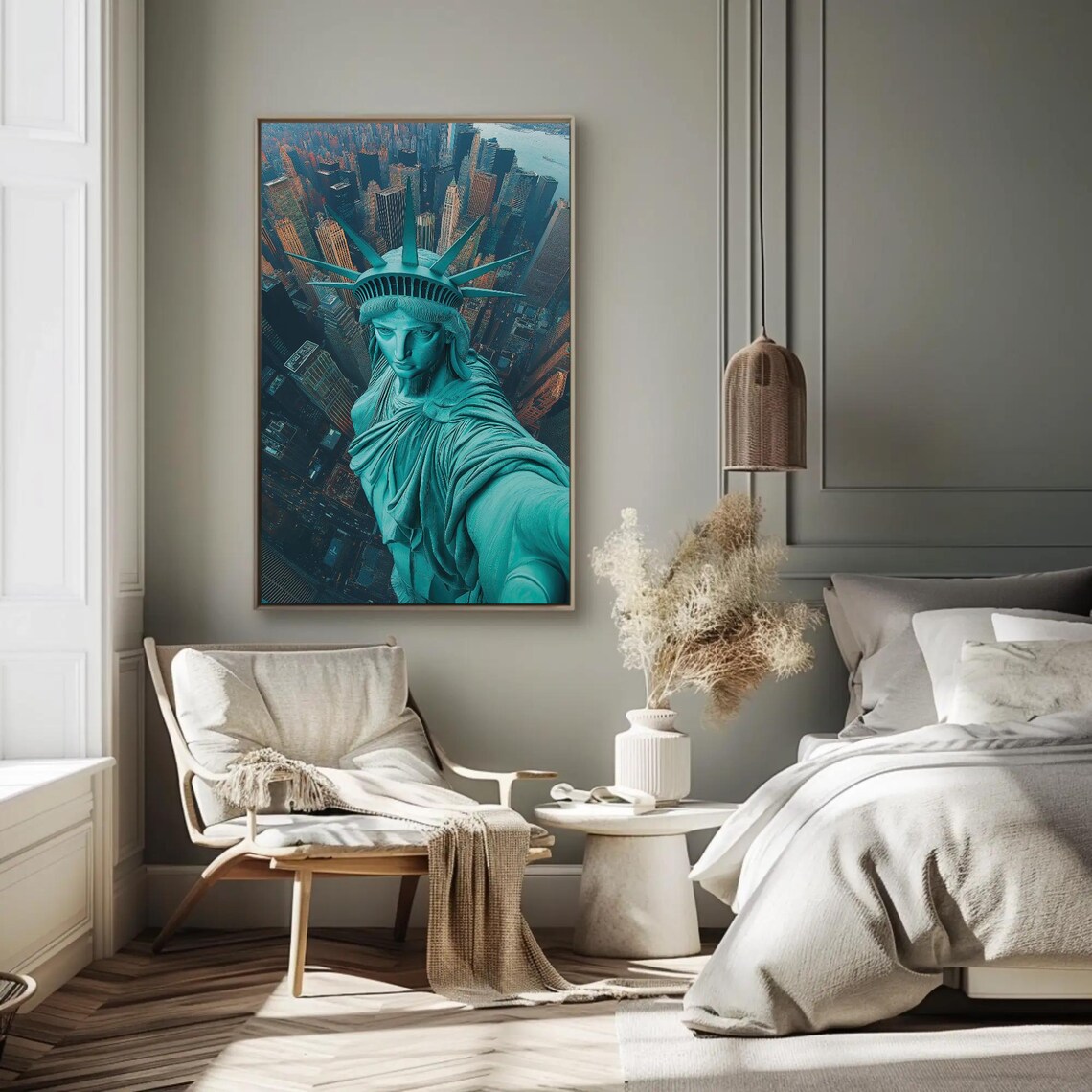 Statue Of Liberty Aerial Selfie, New York City Poster - Image 3