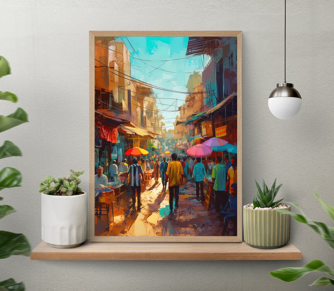 Lahore Pakistani Market Art Print, Street Scene - Image 4