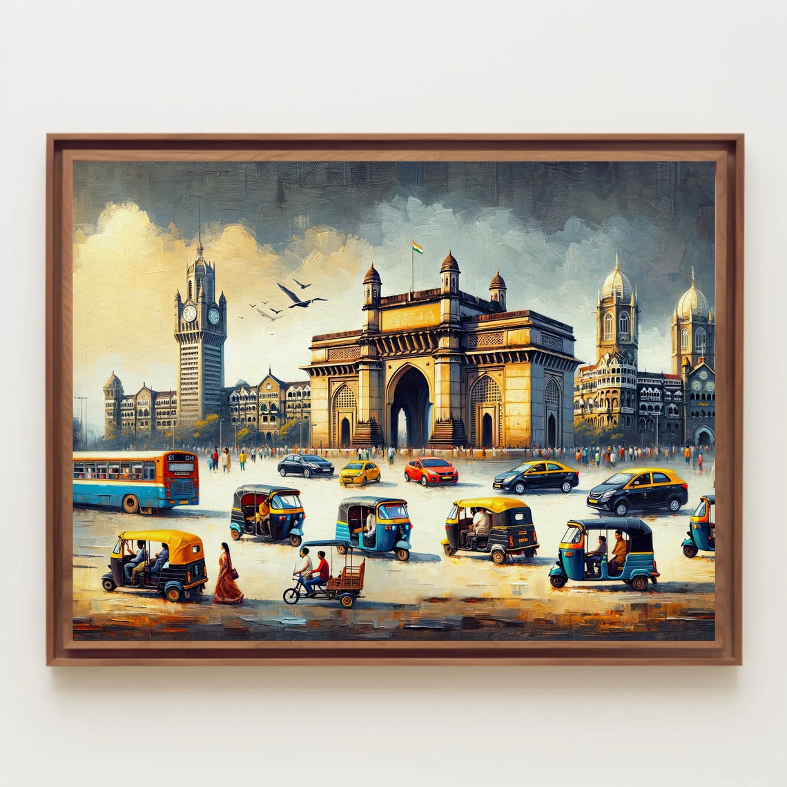 Mumbai Gateway Of India Plaza With Rickshaws Daytime Cityscape Poster - Image 5