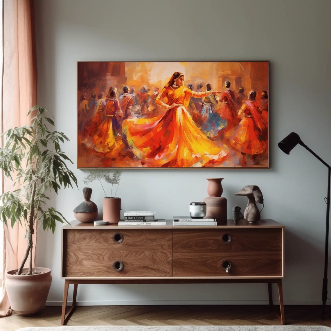 Rajasthani Folk Dancers Colorful Indian Festival Painting Poster - Image 3