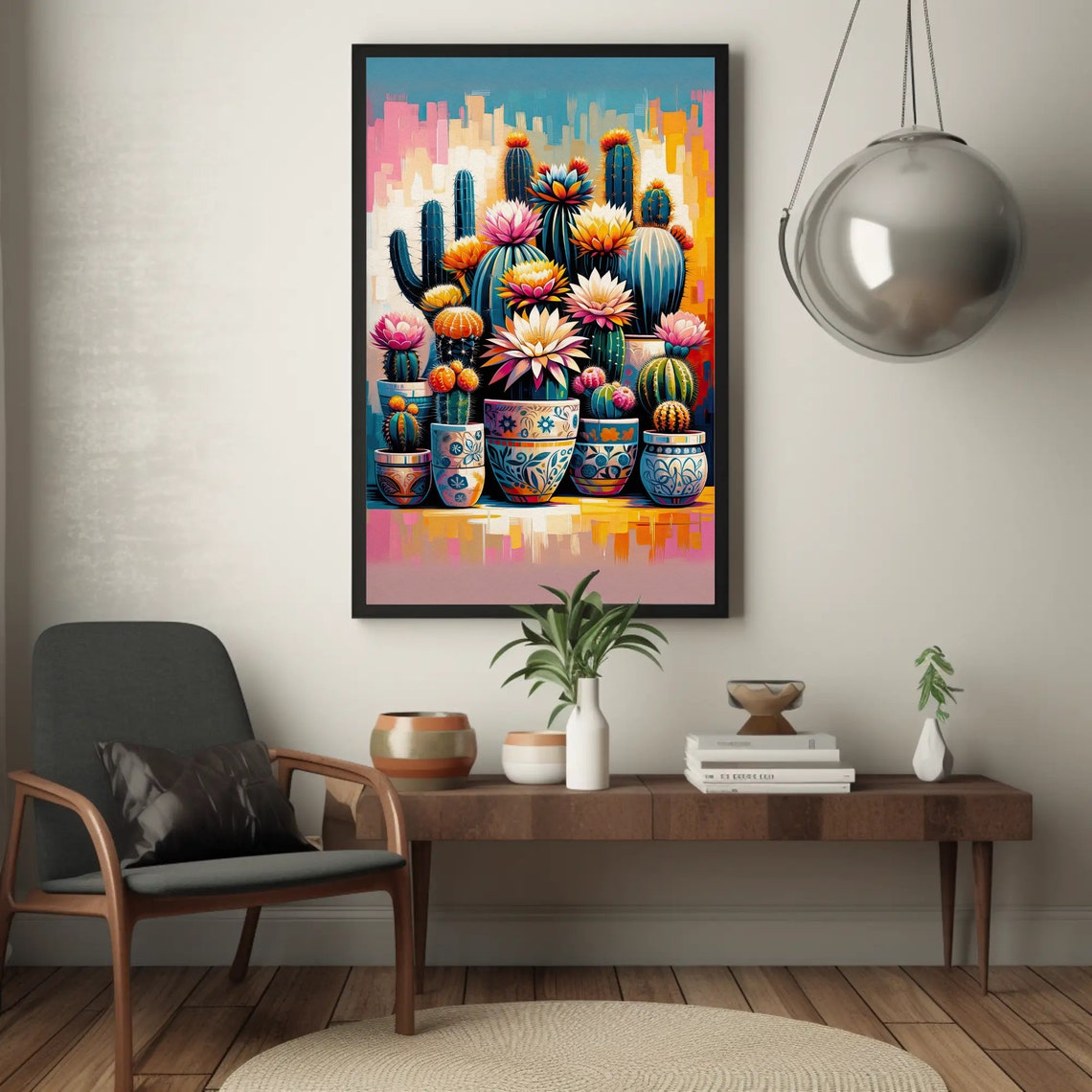Colorful Cactus Garden In Decorative Pots Vibrant Mexican Poster - Image 4