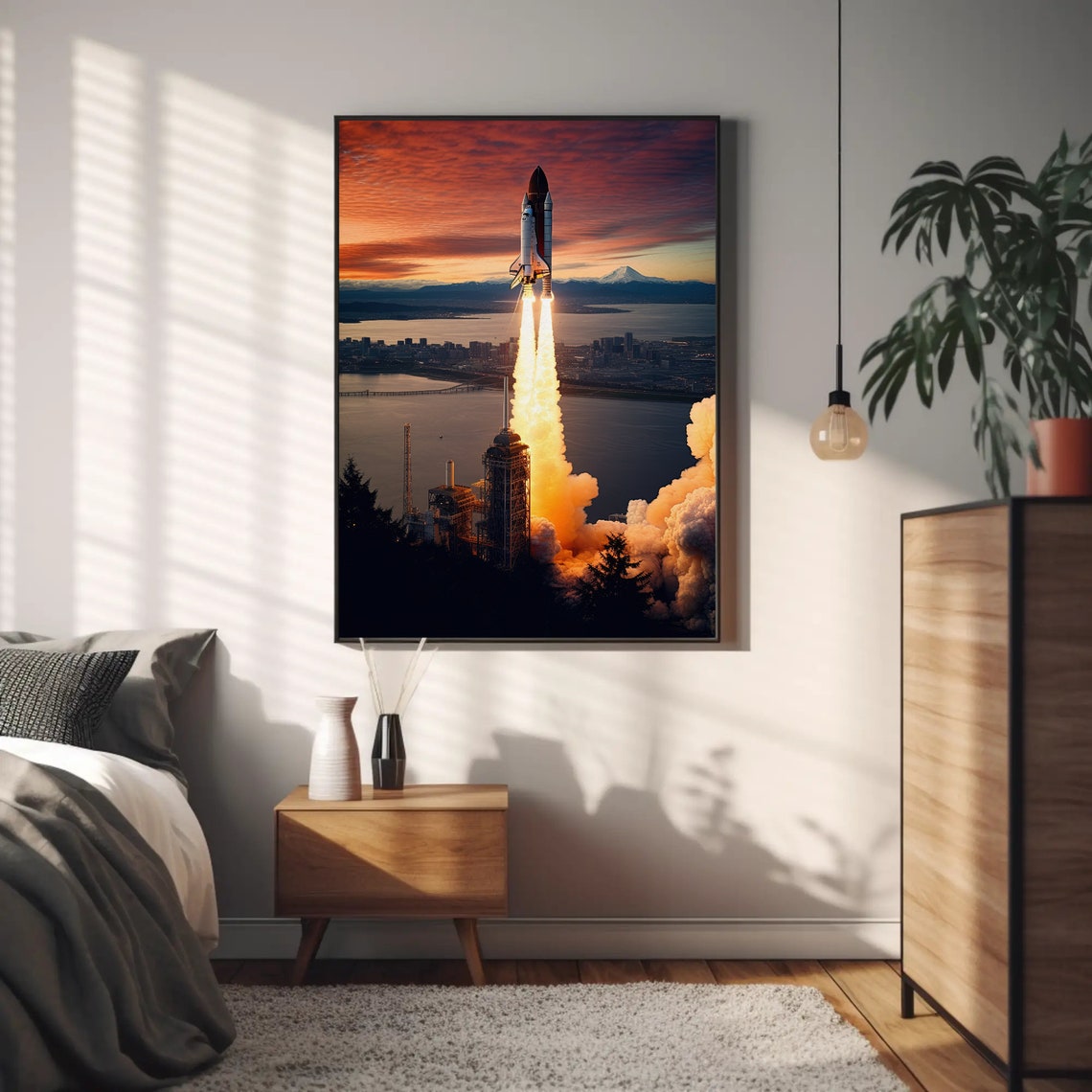 Space Shuttle Rocket Launch Sunset Liftoff Exploration Poster - Image 5