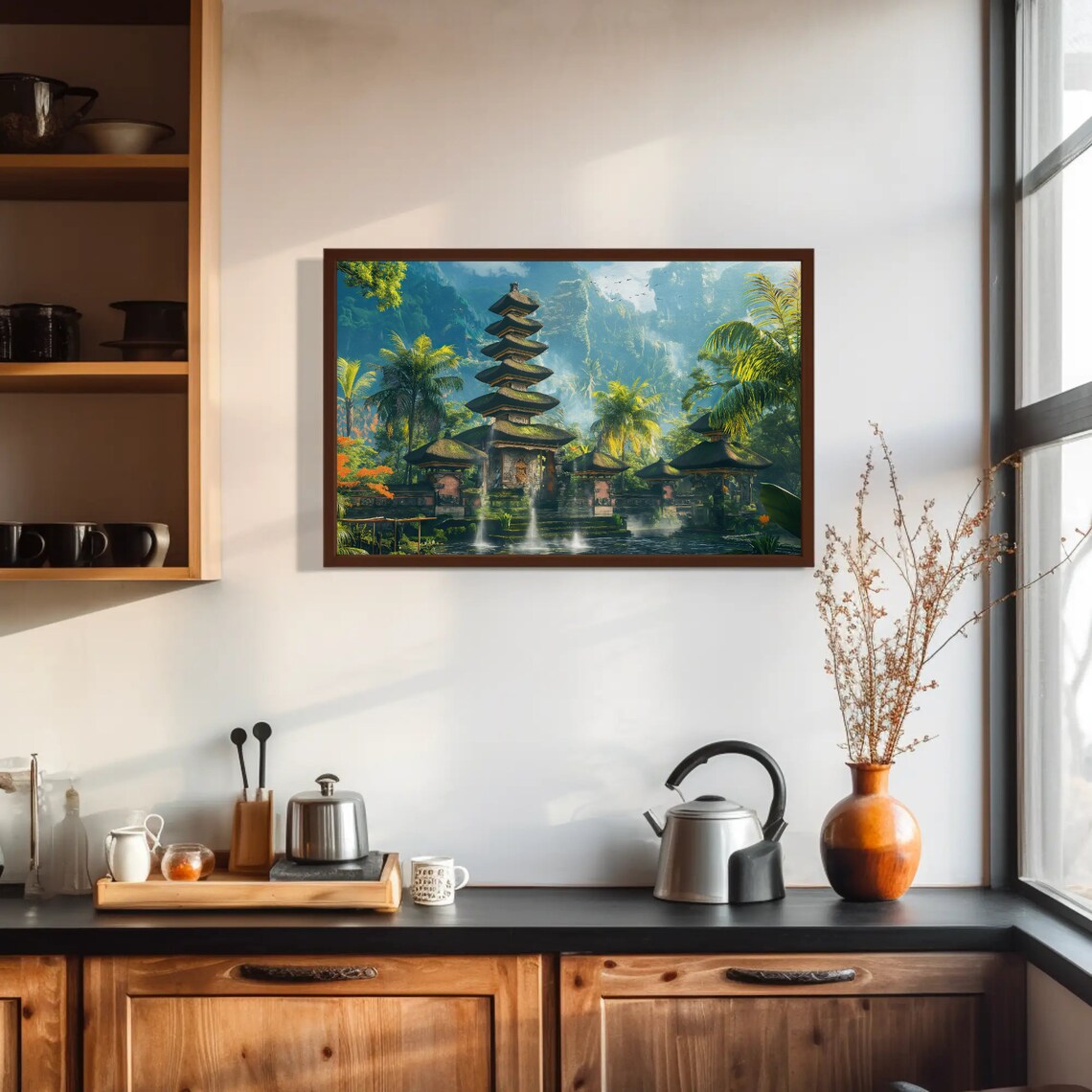 Bali Temple Lake Meru Tower Jungle Indonesia Travel Art Poster - Image 3