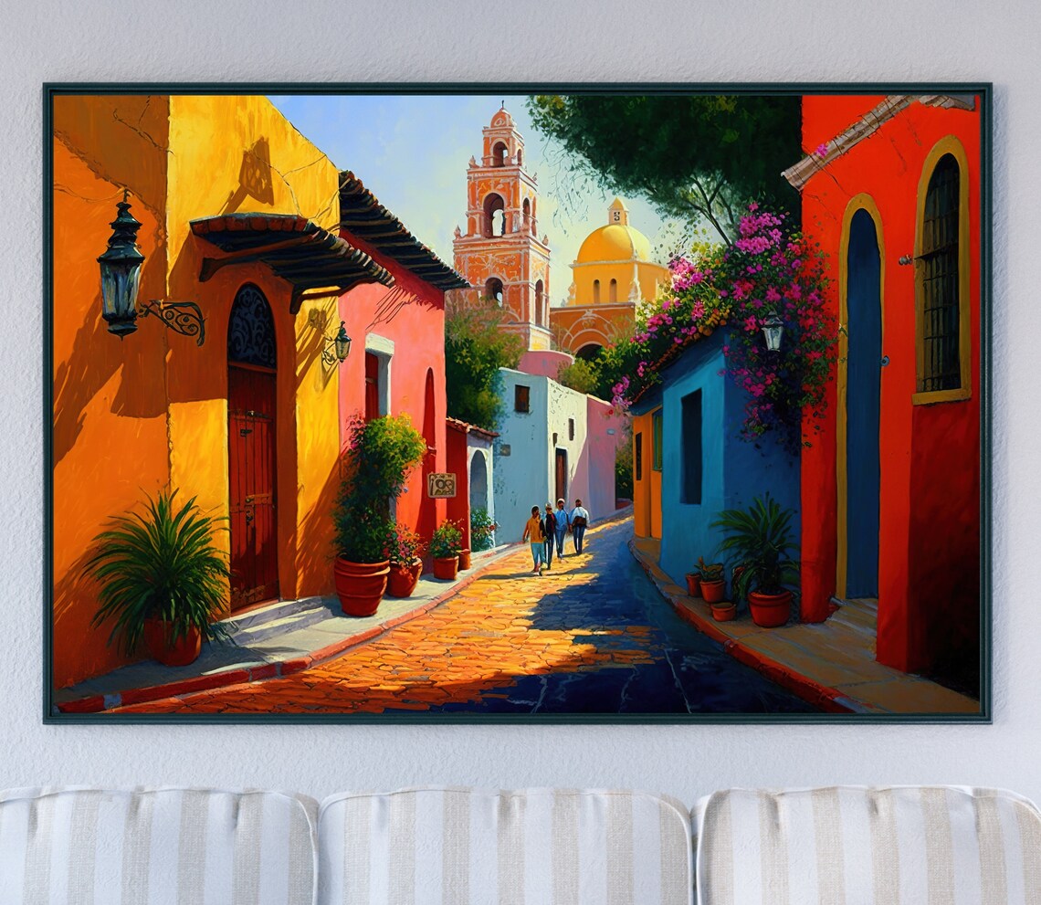 Mexican Village Art Print, Colorful Wall Decor - Image 4