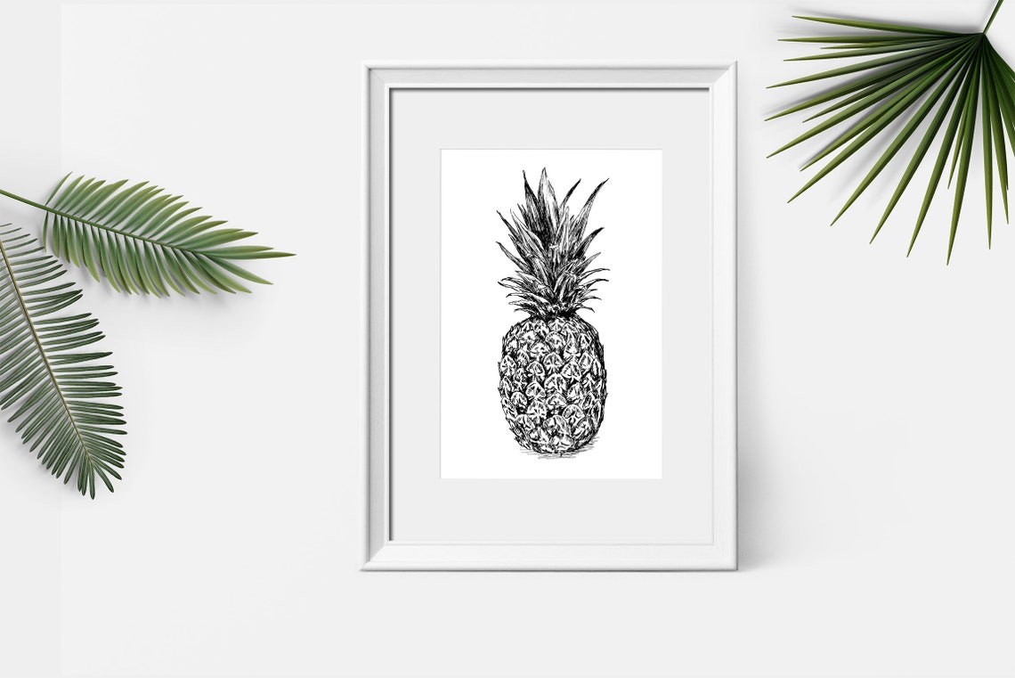 Pineapple Ink Sketch Botanical Tropical Fruit Drawing Poster - Image 2