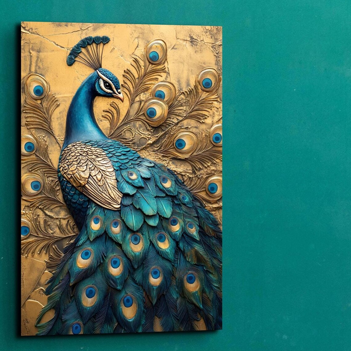 Victorian Peacock, Oil Paint Style Wall Art Print