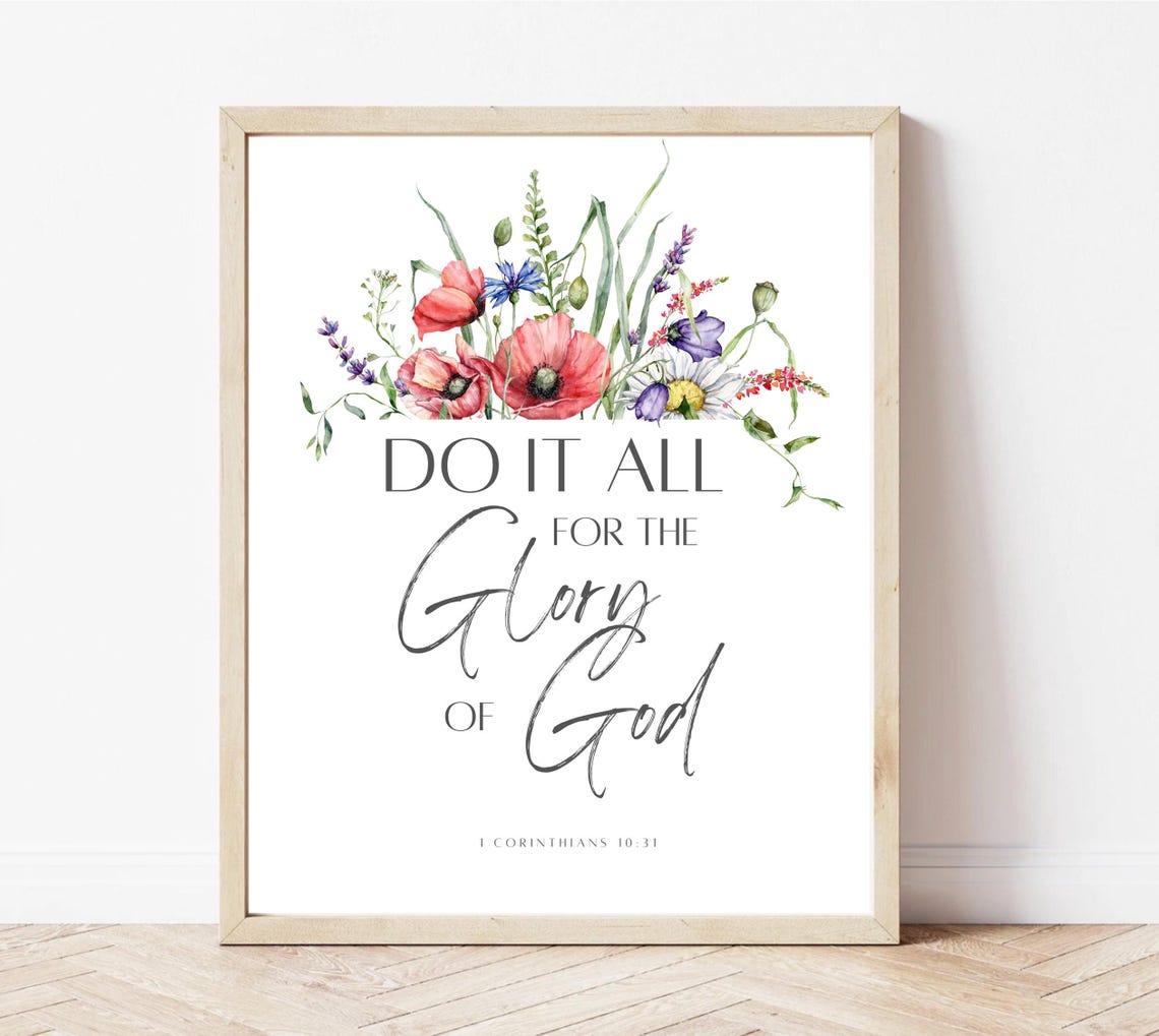 Do It All For The Glory Of God Floral Watercolor Scripture Wall Art - Image 3