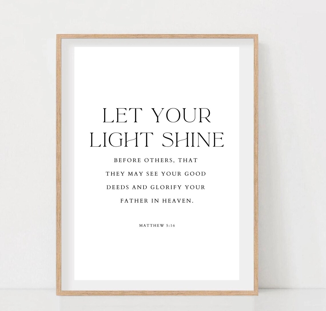 Matthew 516 Let Your Light Shine Christian Bible Verse Wall Art Scripture Prints Modern Christian Wall Decor Minimal Prints - Image 2