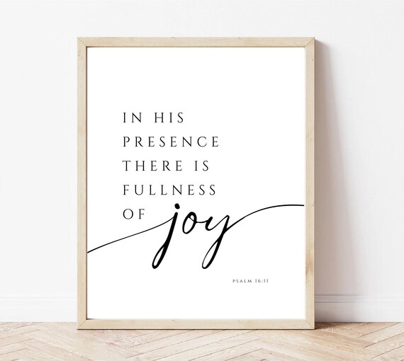 Minimalist Modern Bible Verse Print Psalm 1611 Farmhouse Christian Sign Fullness Of Joy Minimal Scripture Nursery Office Kitchen