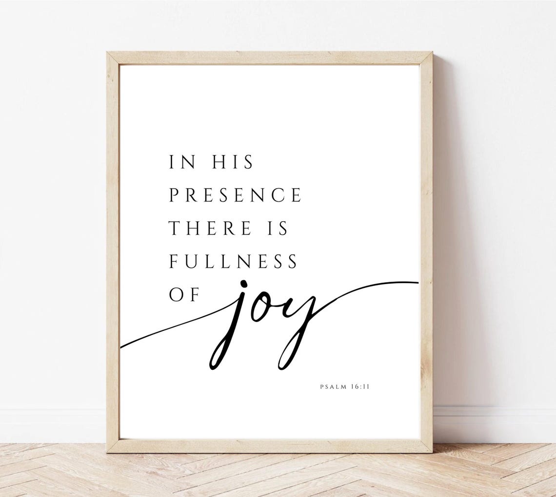 Minimalist Modern Bible Verse Print Psalm 1611 Farmhouse Christian Sign Fullness Of Joy Minimal Scripture Nursery Office Kitchen