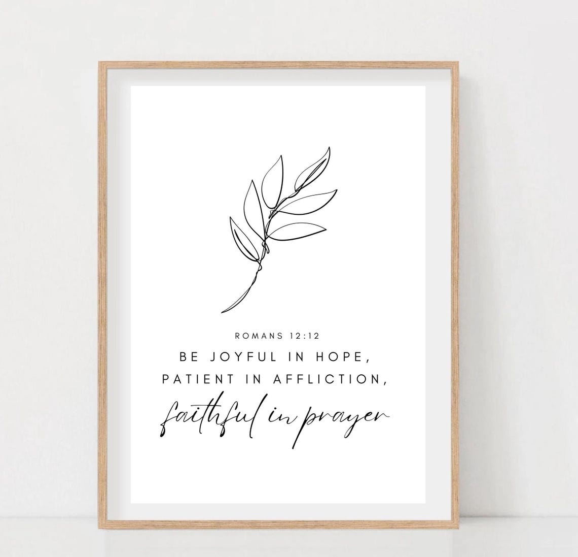Romans 12:12 Be Joyful Patient Faithful Botanical Minimalist Print - Image 2