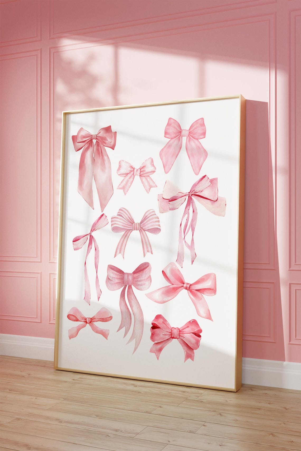 Pink Watercolor Ribbon Bows Collage Coquette Girly Room Poster - Image 3