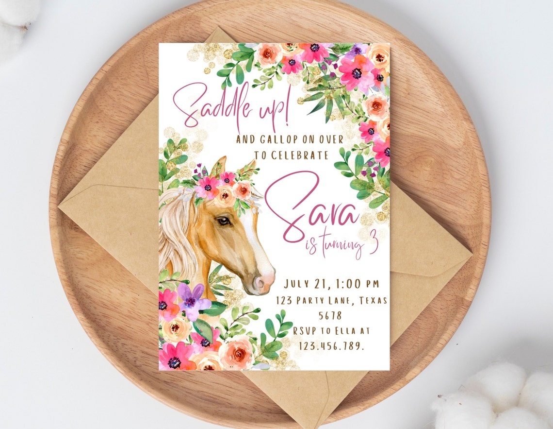 Editable Horse Birthday Party Invitation Boy Girl Farm Animals Horse Birthday Party Barnyard Party Horse Party Invite Template - Image 4