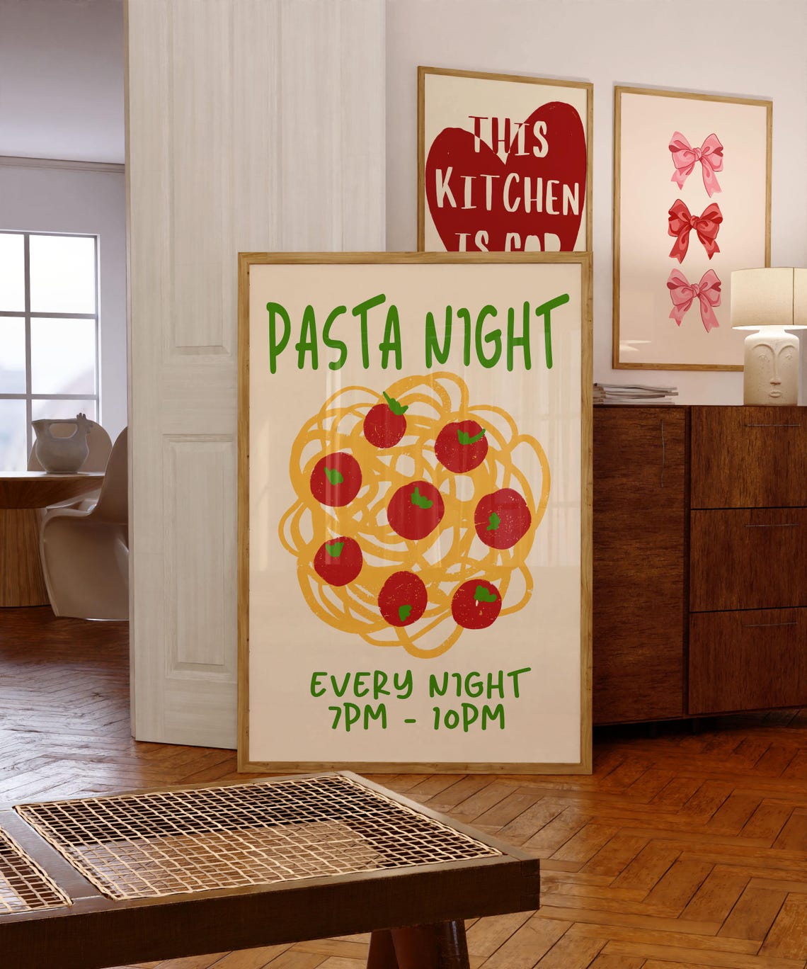 Pasta Night Every Night 7PM to 10PM Retro Italian Kitchen Food Poster - Image 4