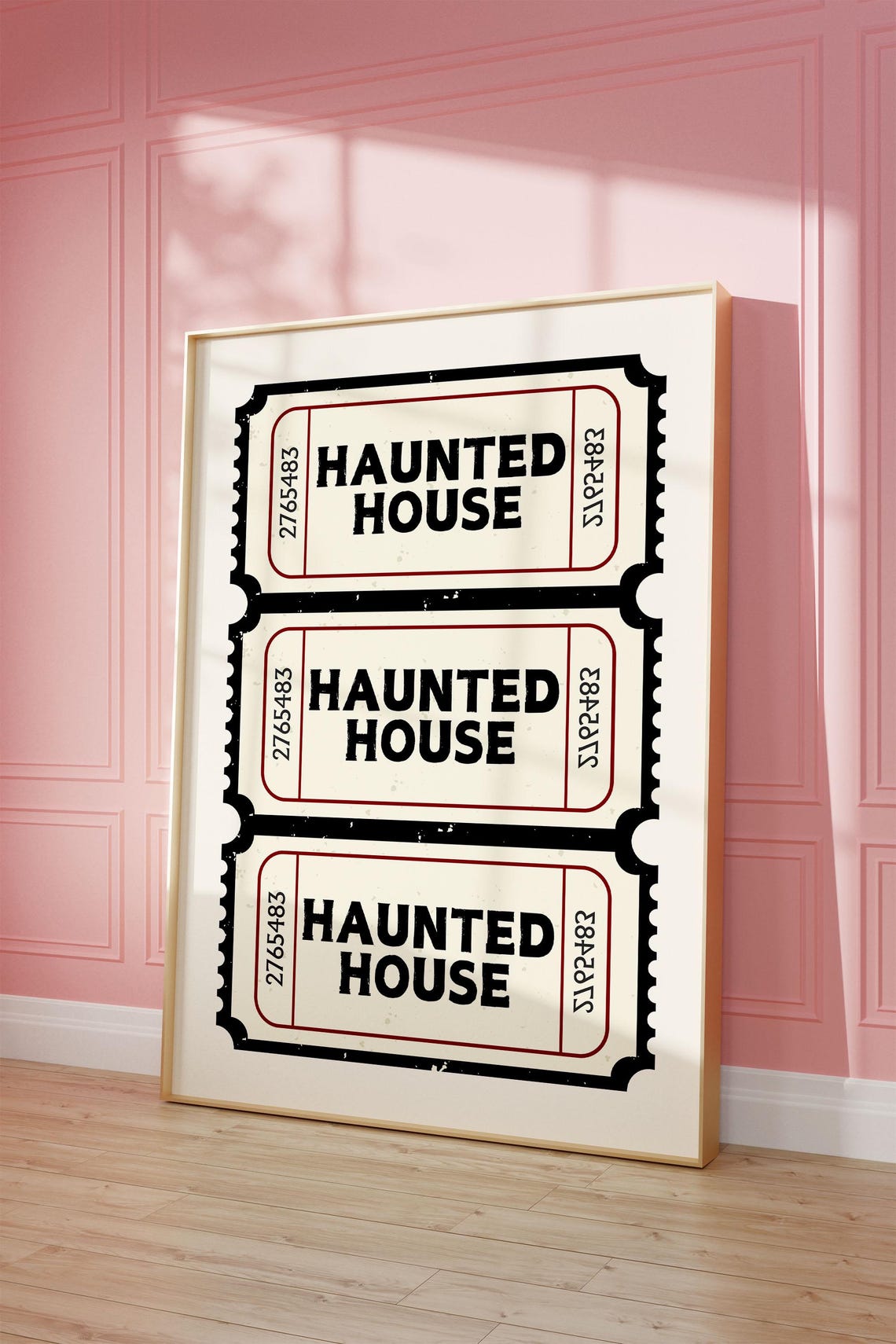 Vintage Haunted House Ticket Stubs Spooky Halloween Decor Poster - Image 3