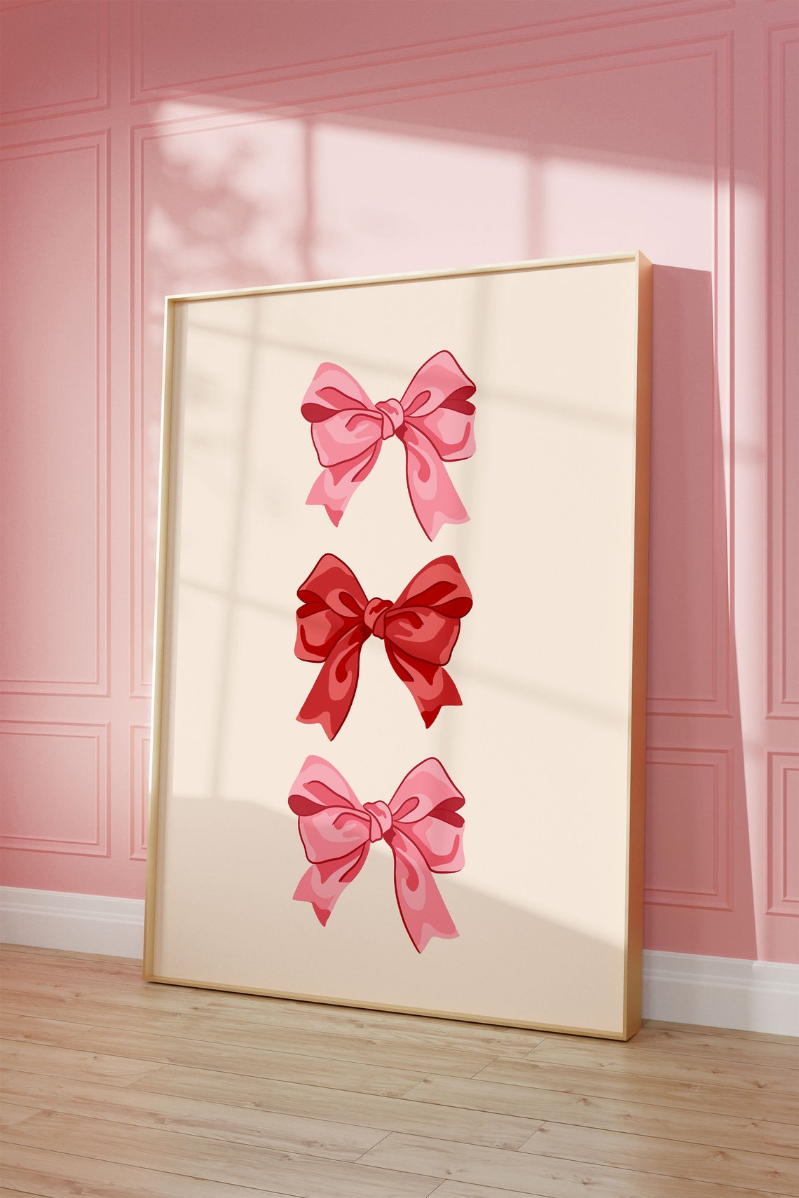 Three Pink Satin Bows Vertical Coquette Trendy Girly Art Poster - Image 4