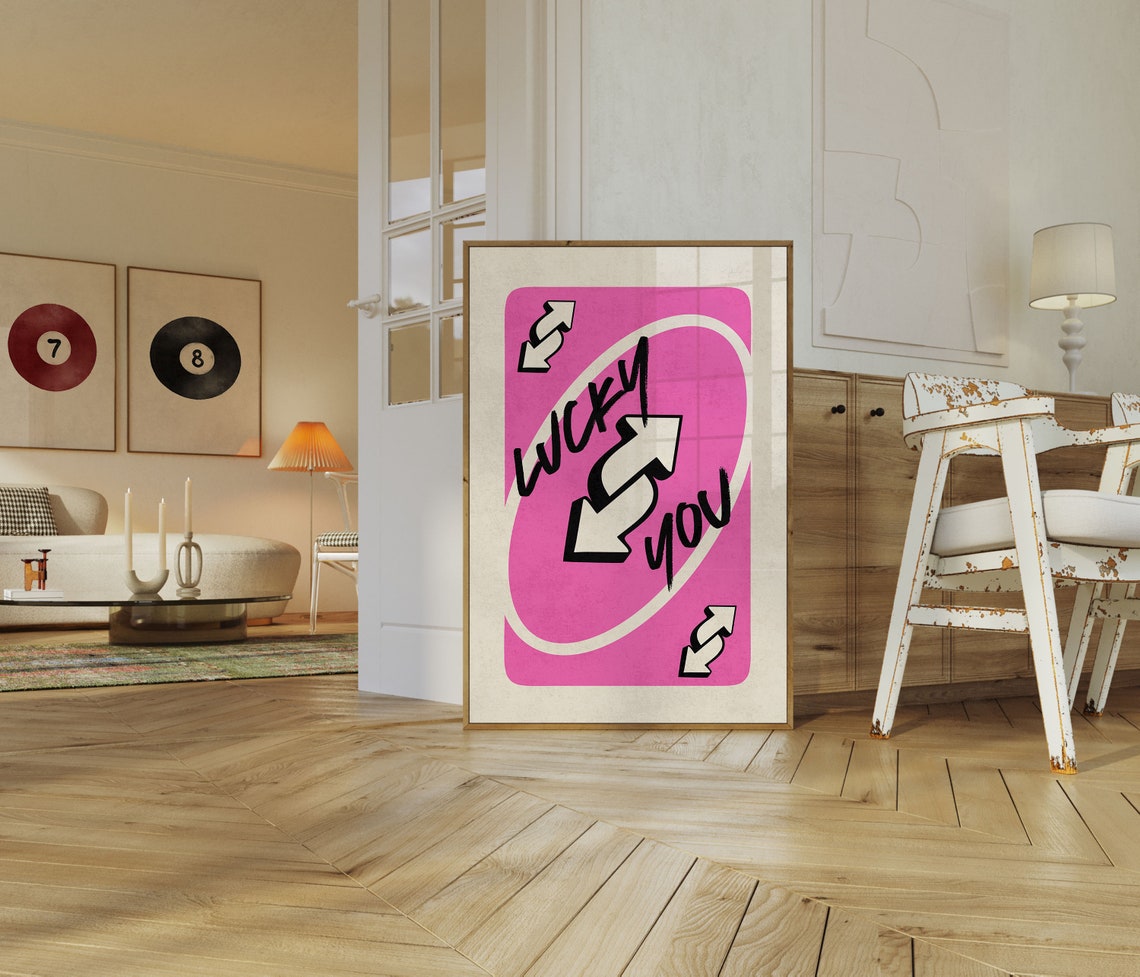 Fun Lucky You Pink Reverse Card Trendy Girly Dorm Room Poster - Image 3