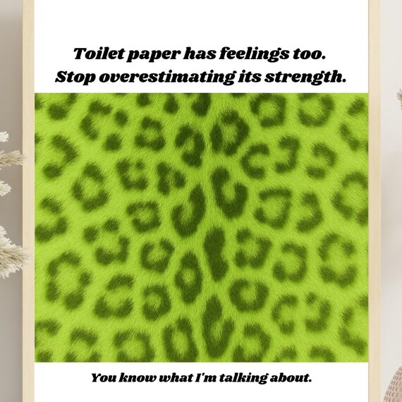 Funny Bathroom Wall Art Leopard Print Toilet Paper Quote Glam Boho Sass Decor Tp Humor Poster