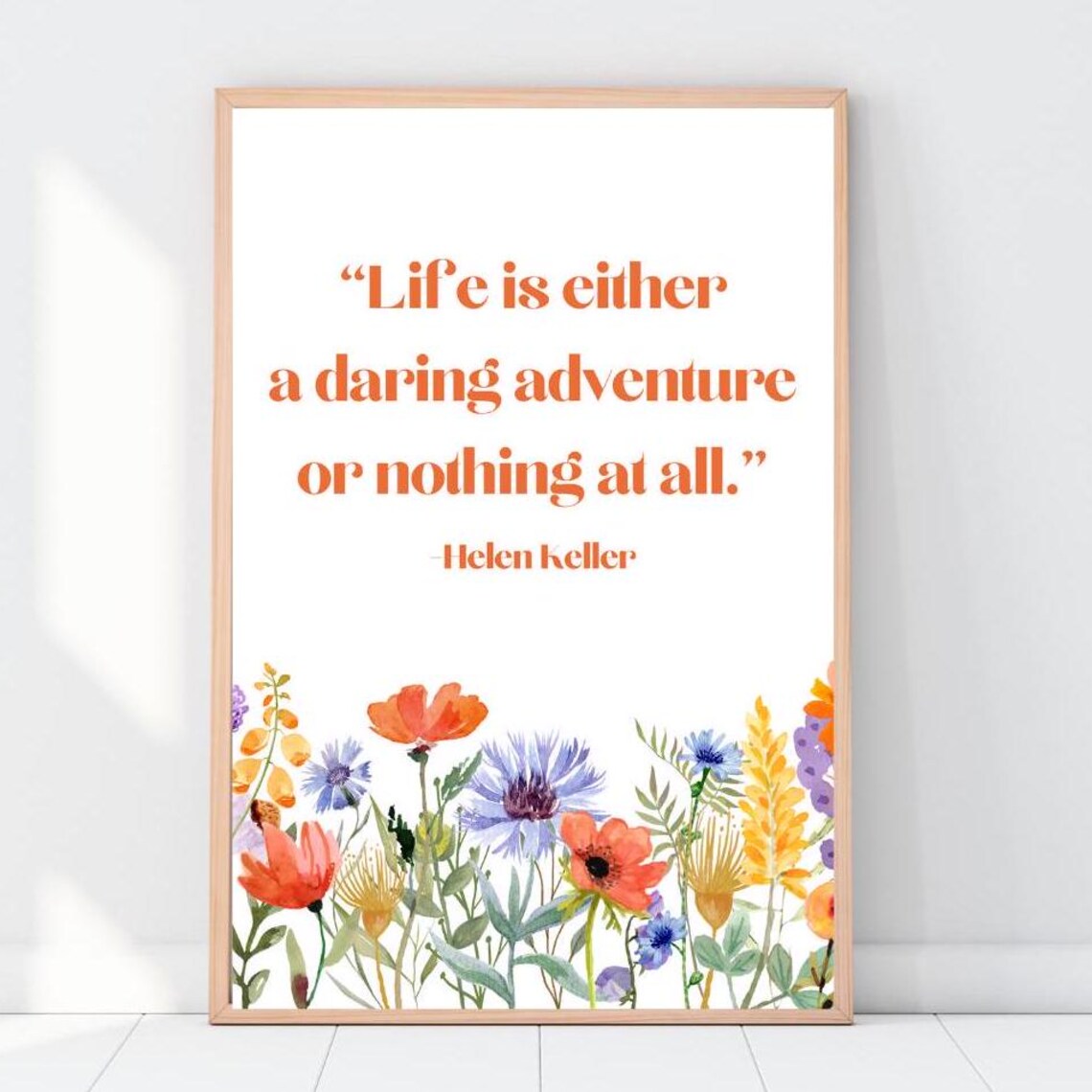 Helen Keller Quote Art Print, Floral Inspiration