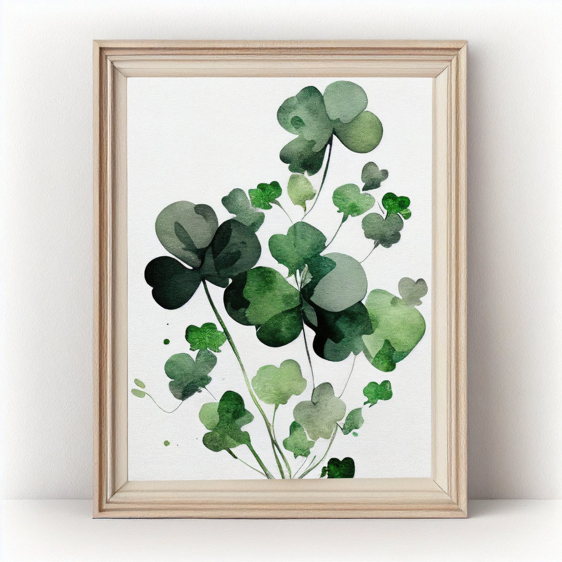 Fresh Green Shamrock Clover Watercolor Botanical St Patrick Art Print