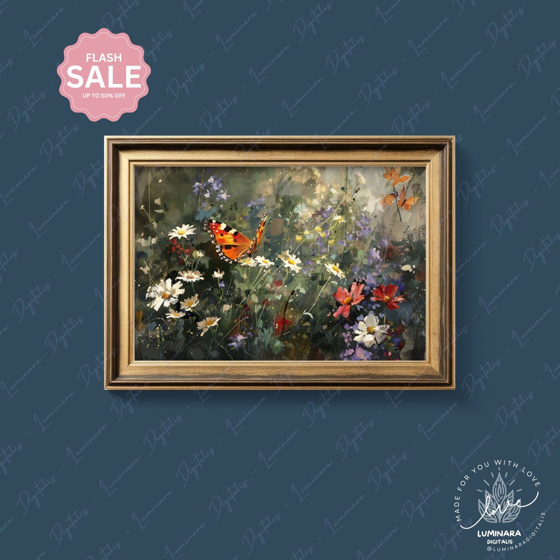 Wall Art Vibrant Meadow Butterfly Art Impressionist 130 Image Wall Decor For Homeoffice - Image 4