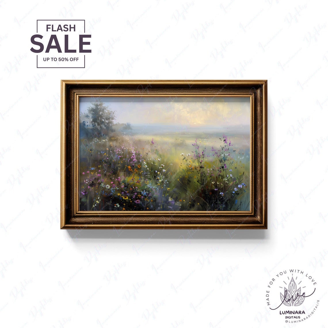 Wall Art Impressionist Sunrise Over Blooming Meadow Art Print 147 Wall Art Dcor - Image 2
