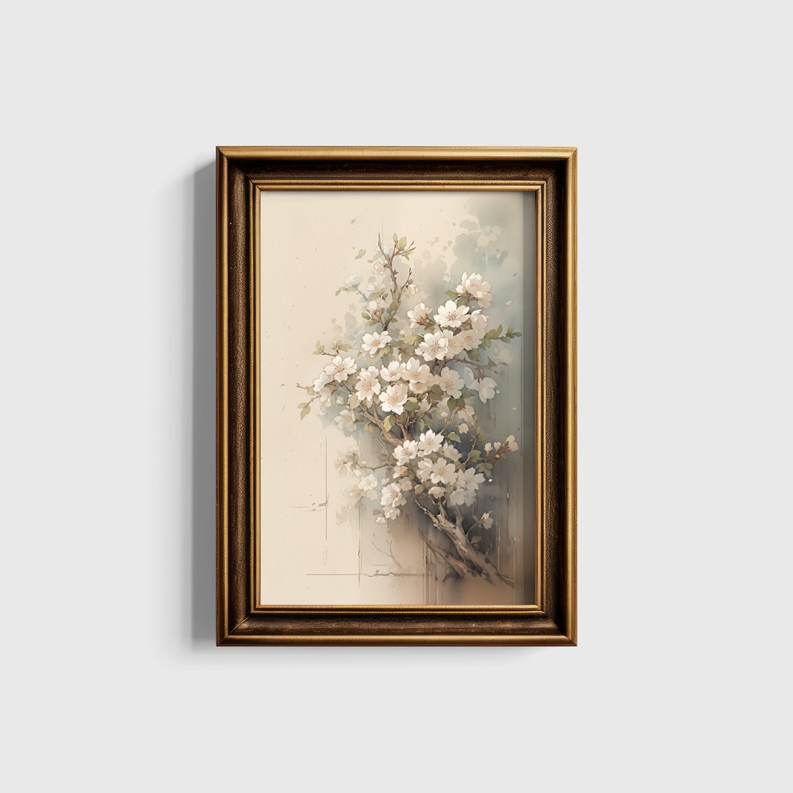 Delicate White Cherry Blossom Branch Watercolor Botanical Print - Image 5