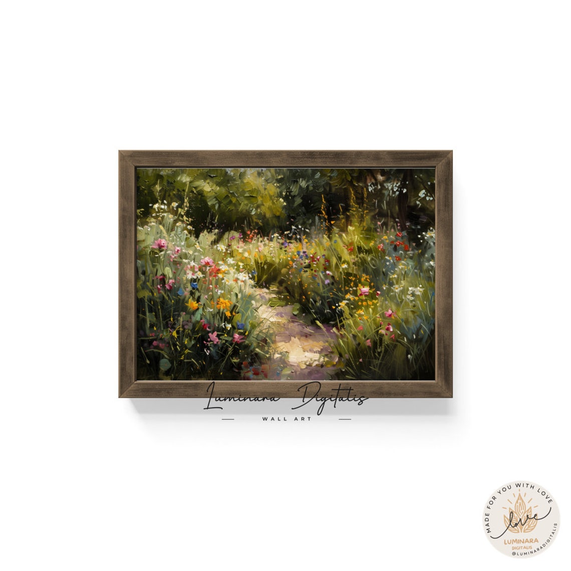 Summer Garden Path Between Flower Beds Impressionist Art Print - Image 6