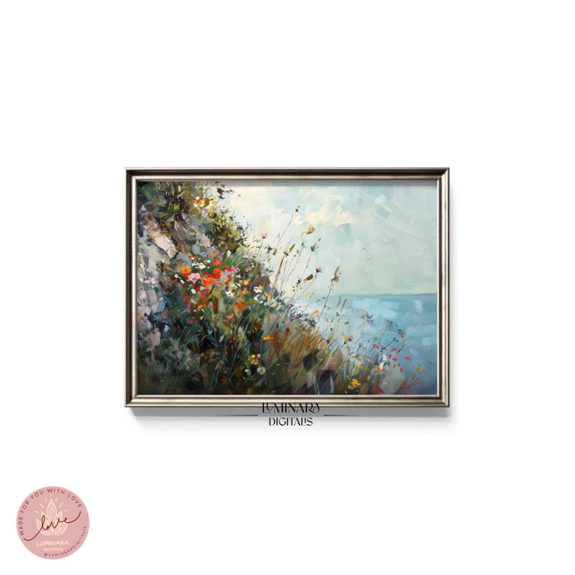 Coastal Cliffside Wildflowers Overlooking The Sea Impressionist Poster - Image 5
