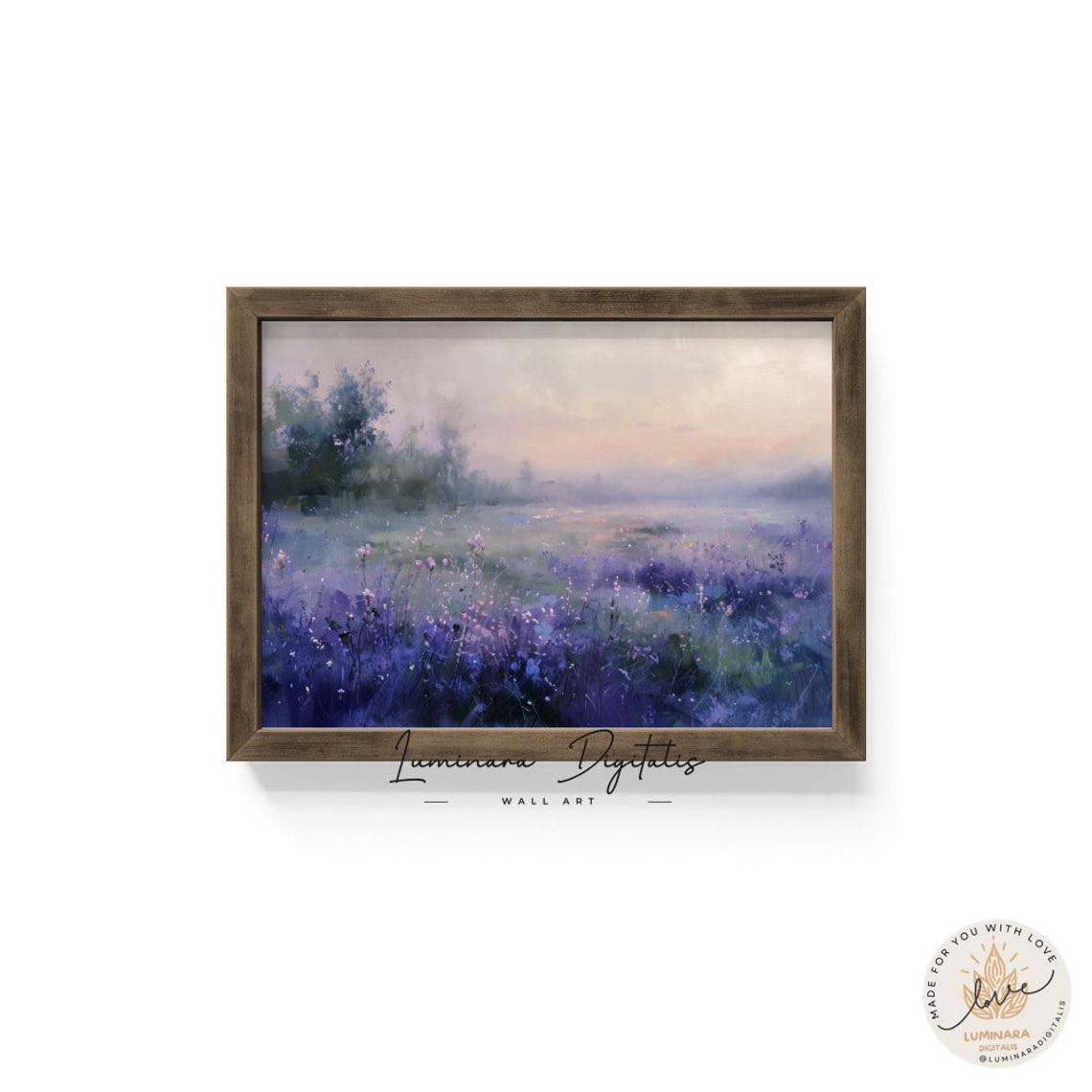 Tranquil Dawn Mist Over Purple Lavender Fields Impressionist Poster - Image 6