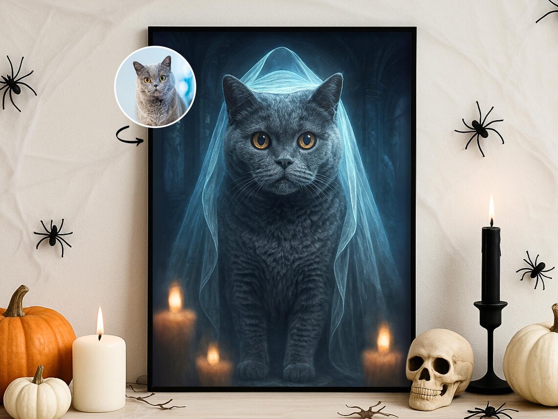 Custom Halloween Pet Portrait Gothic Art Print