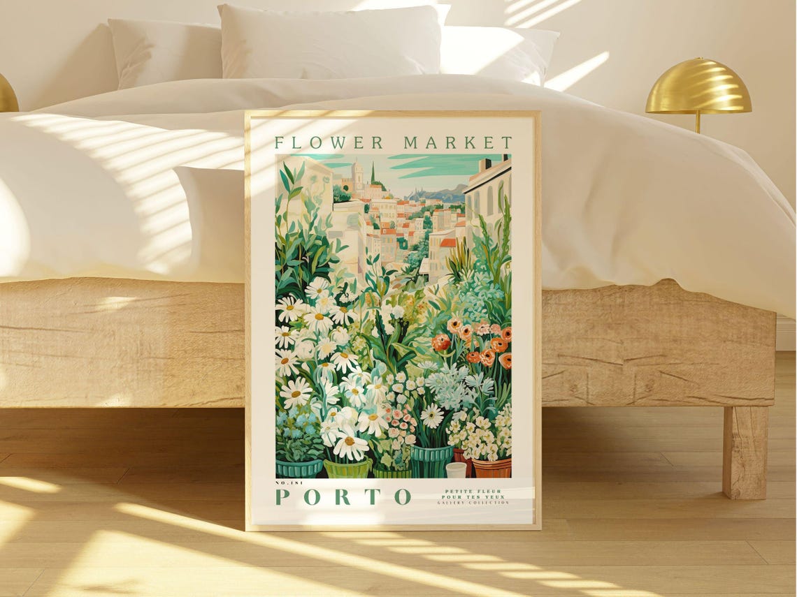 Flower Market Porto Botanical Illustration Art Print - Image 2