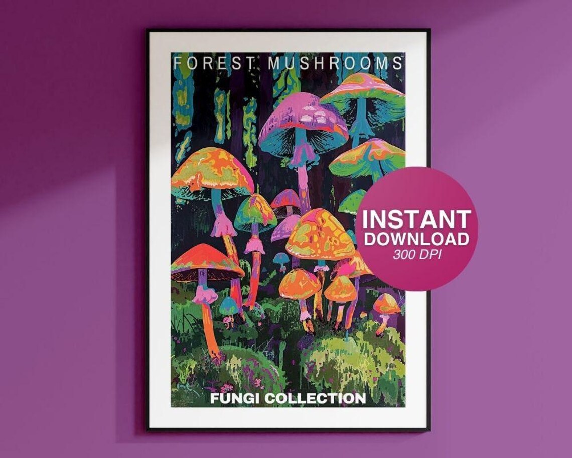 Vintage Mushroom Art Print, Botanical Illustrations