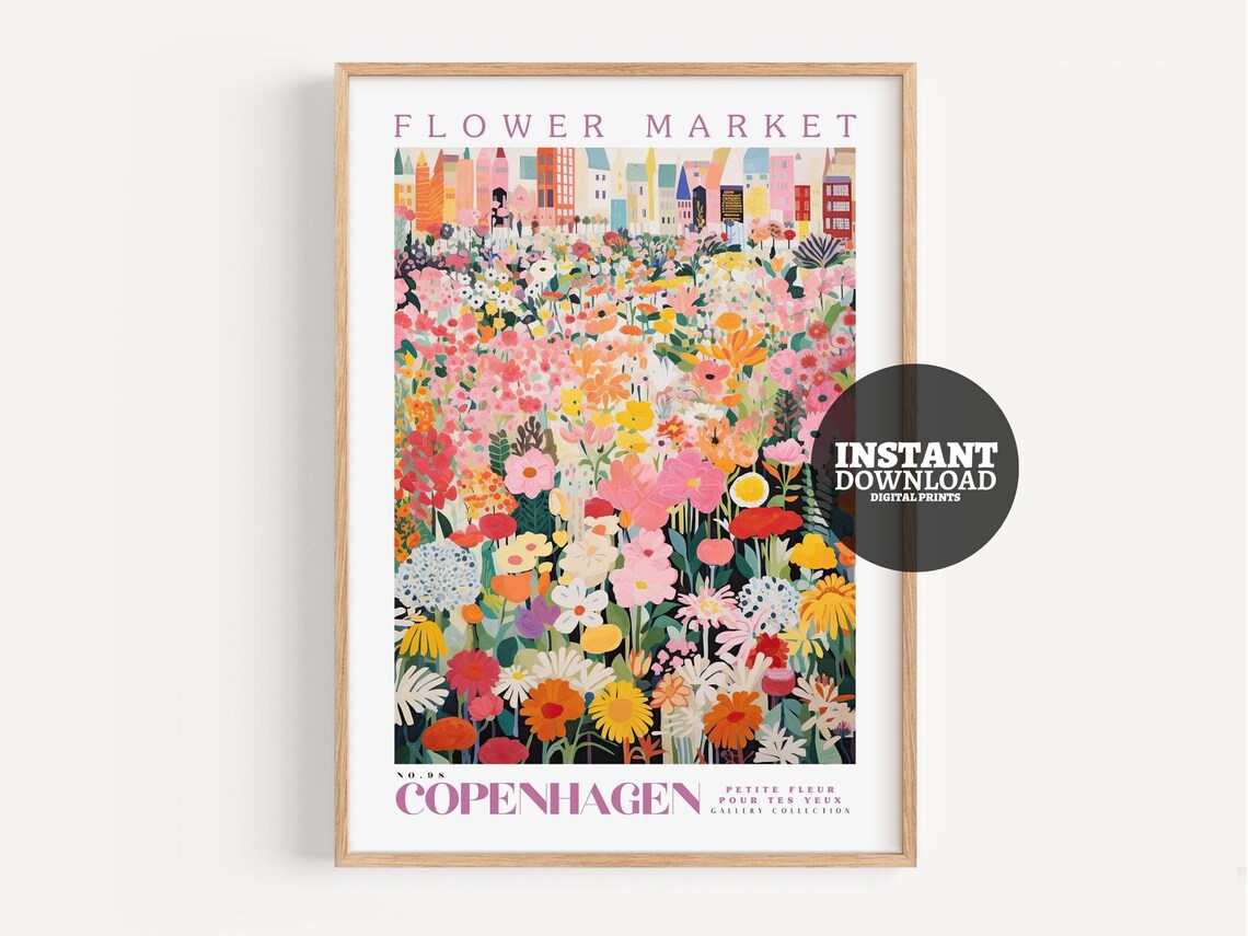 Flower Market Copenhagen Botanical Art Print