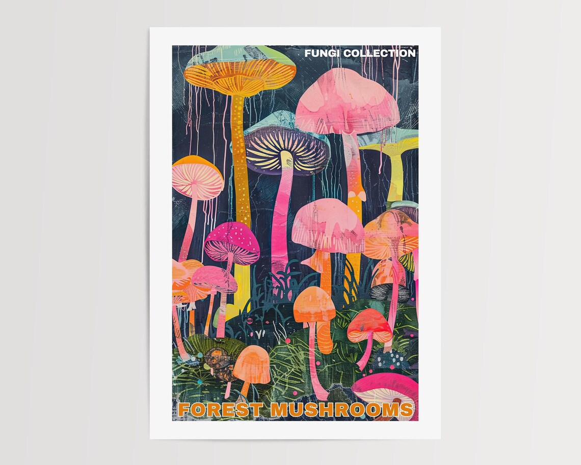 Vintage Mushroom Art Print, Botanical Decor