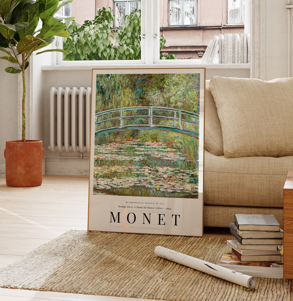 Monet Bridge Over Water Lilies Art Print, Impressionism - Image 2