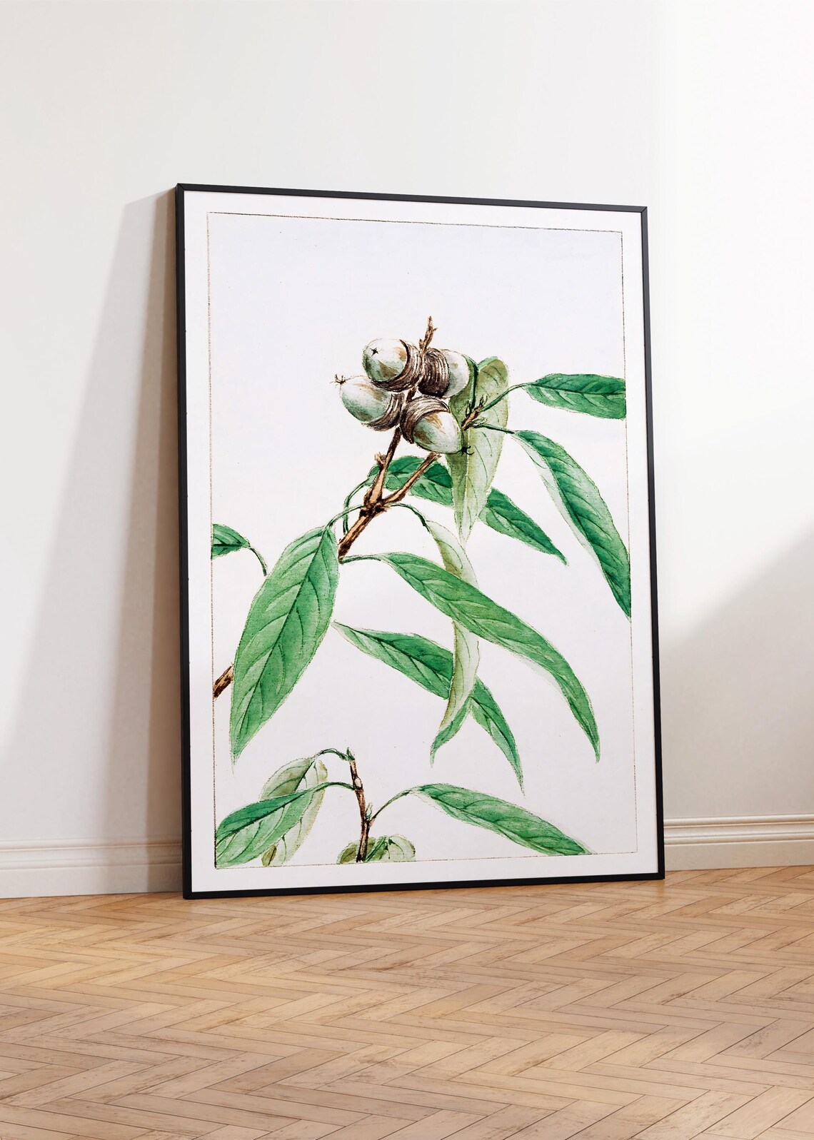 Japanese Maple Branch Green Leaves Seed Watercolor Botanical Wall Art - Image 4