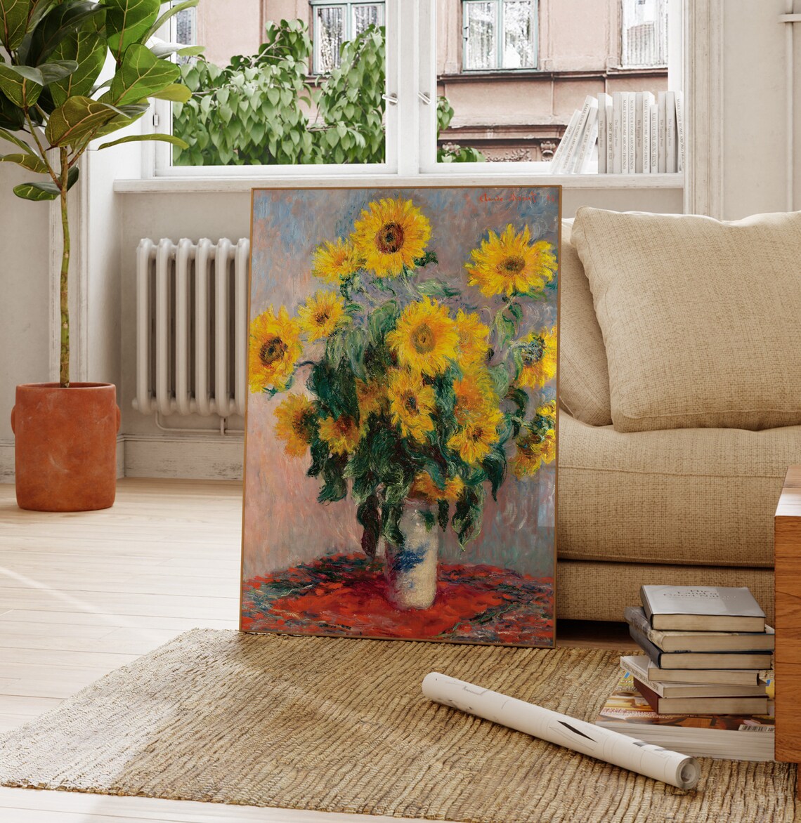 Claude Monet Bouquet Of Sunflowers 1881 Impressionist Floral Still Life Poster - Image 3