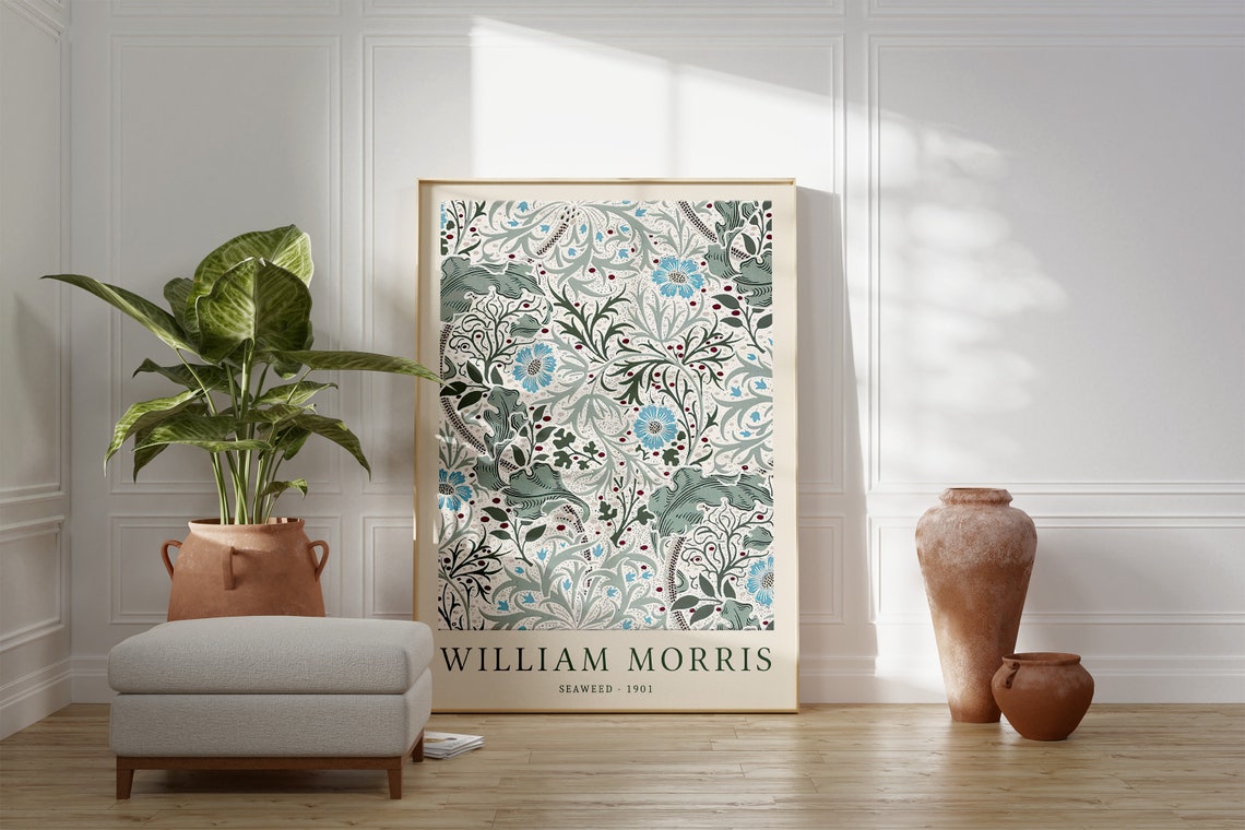 William Morris Seaweed 1901 Sage Botanical Pattern Art Nouveau Poster - Image 2