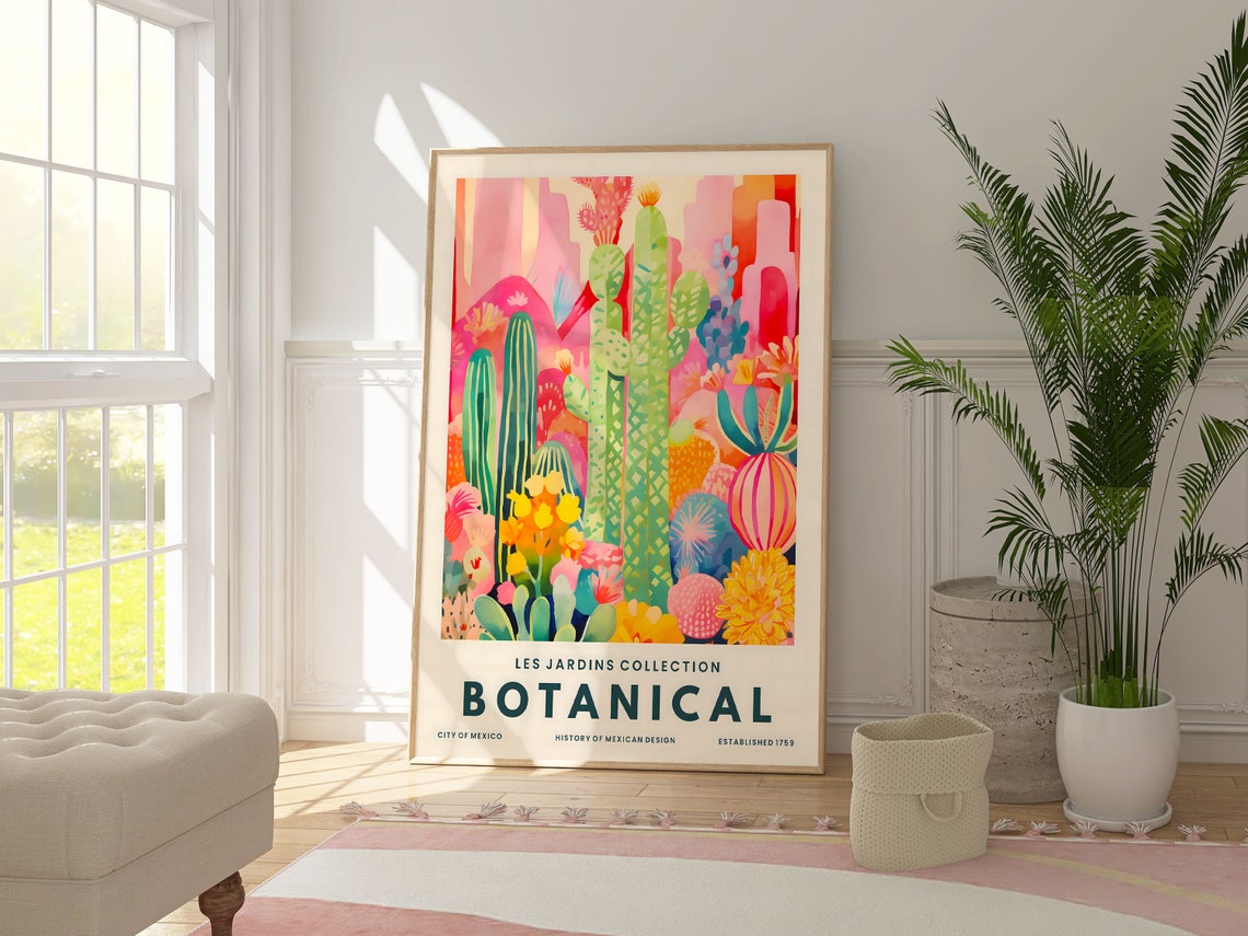 Mexican Cactus Desert Colorful Les Jardins Botanical Art Poster - Image 4