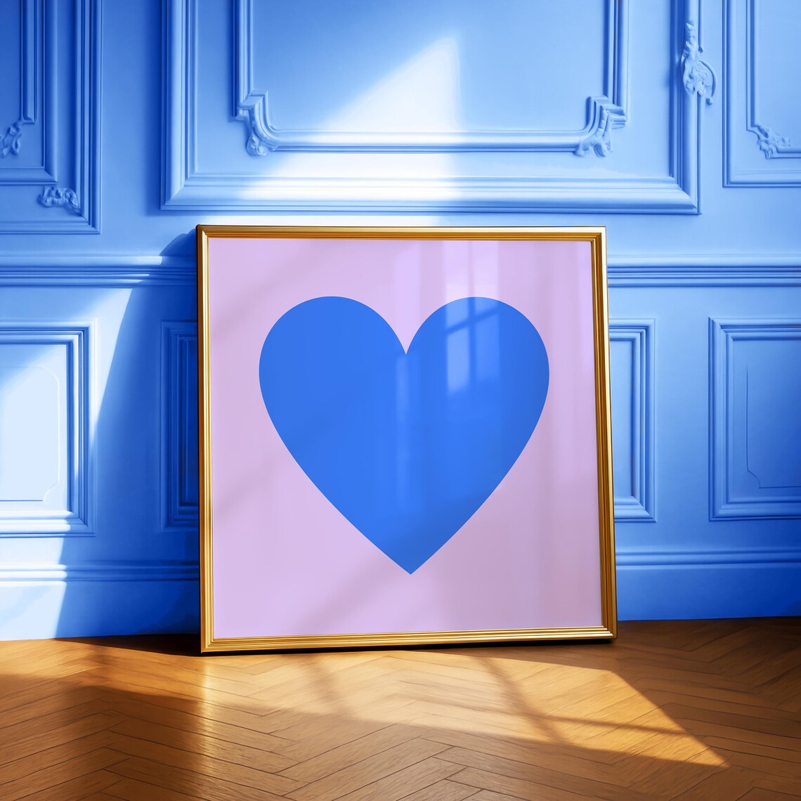 Blue Heart Bold Minimalist Modern Lavender Color Block Art Poster