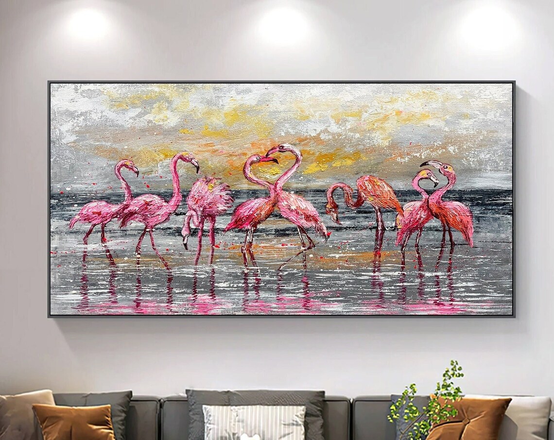 Abstract Flamingo Art Print for Living Room Decor