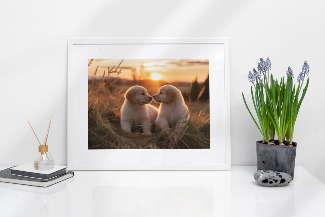 Cute Golden Retriever Puppy, Nursery Art Print - Image 3