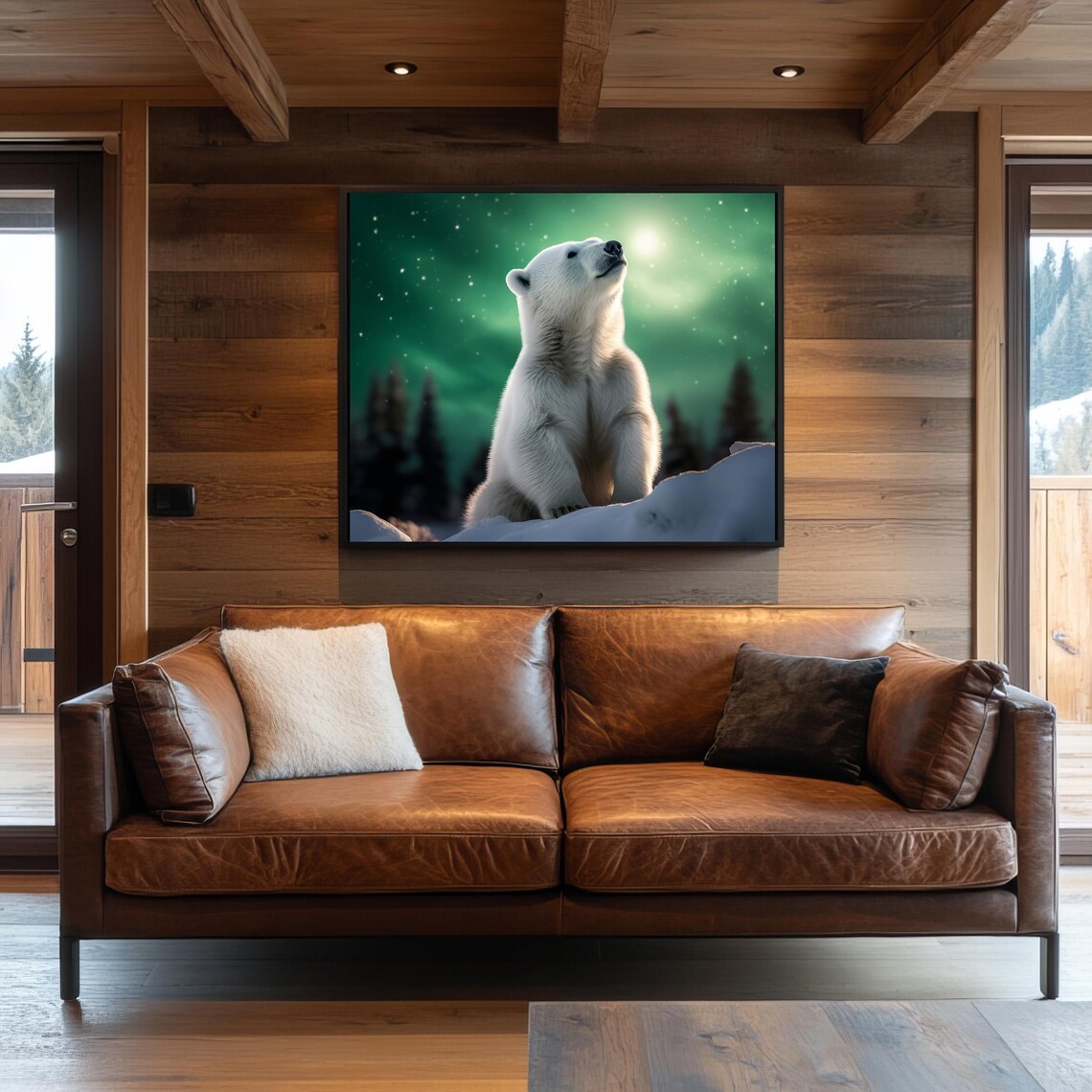 Polar Bear Poster, Northern Lights Arctic Wildlife - Image 4